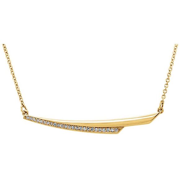 .08 Ctw Diamond Freeform Bar Necklace in 14k Yellow Gold, 17.5 Inch - Picture 1 of 4